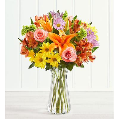 1-800-Flowers Flower Delivery Fresh Market Bouquet W/ Clear Vase | Same Day Delivery Available | Happiness Delivered To Their Door