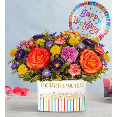 1-800-Flowers Everyday Gift Delivery Hooray It's Your Day Bouquet Large W/ Balloon