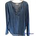 Anthropologie Tops | Anthropologie Cloth & Stone Dark Blue Chambray Lace Up Tunic Top M | Color: Blue | Size: M