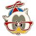 Disney Jewelry | Disney Pin 1-1/8” Donald Duck Nerd Hat Glasses Enamel Brooch | Color: White | Size: 1-1/8”