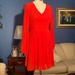 Jessica Simpson Dresses | Jessica Simpson Red, Pleated Long Sleeve Chiffon Dress | Color: Red | Size: S