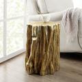 DOWLVN Tree Stump Trunk Side End Table, Faux Wood Patio Table, Garden Stool Stone/Concrete in Yellow | 20 H x 14 W x 14 D in | Wayfair 22MJK135-GD