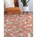 Green/Red 84 x 60 x 0.08 in Area Rug - Gracie Oaks Naeyli Floral Machine Woven Area Rug in Ivory/Green/Red | 84 H x 60 W x 0.08 D in | Wayfair