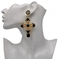 Boucles d'oreilles pendantes croix en cristal vintage pour femmes boucles d'oreilles baroques