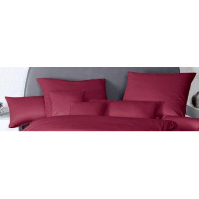 Kissenbezug JANINE "Colors Mako Satin", rot (bordeaux), B:80cm L:40cm, Mako-Satin, Mako-Satin, Kissenbezüge, mit Reißverschluss, uni Kissenhülle, feinfädig, 100% Baumwolle Image