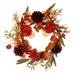 Vickerman 695531 - 14" Artificial Orange / Burgundy Mixed Mum, Chinese Lantern and Berries Unlit Wreath Candle Ring
