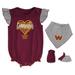 Girls Newborn & Infant Burgundy/Heathered Gray Washington Commanders All The Love Bodysuit Bib Booties Set