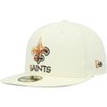 Men's New Era Cream Orleans Saints Chrome Color Dim 59FIFTY Fitted Hat