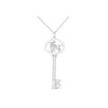 Women's Sterling Silver Diamond Accent Capricorn Zodiac Key Pendant Necklace by Haus of Brilliance in White