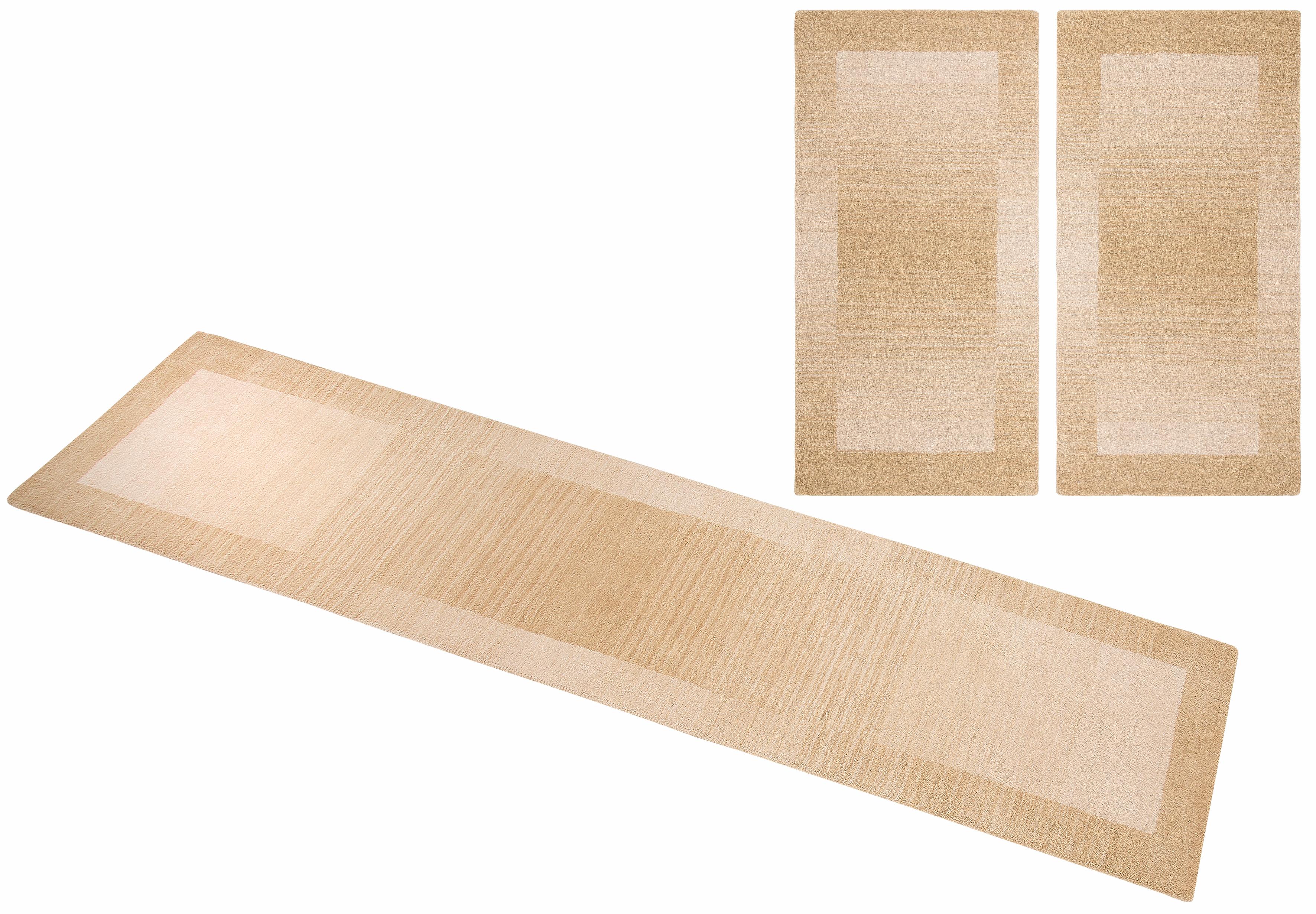 Bettumrandung THEKO "Gabbeh Super, Handweb, Teppich, Bordüre, reine Wolle" Gr. 14, beige, H:9mm, Obermaterial: 100% Wolle, Bettumrandungen, Bettvorleger, Schlafzimmer, Läufer-Set