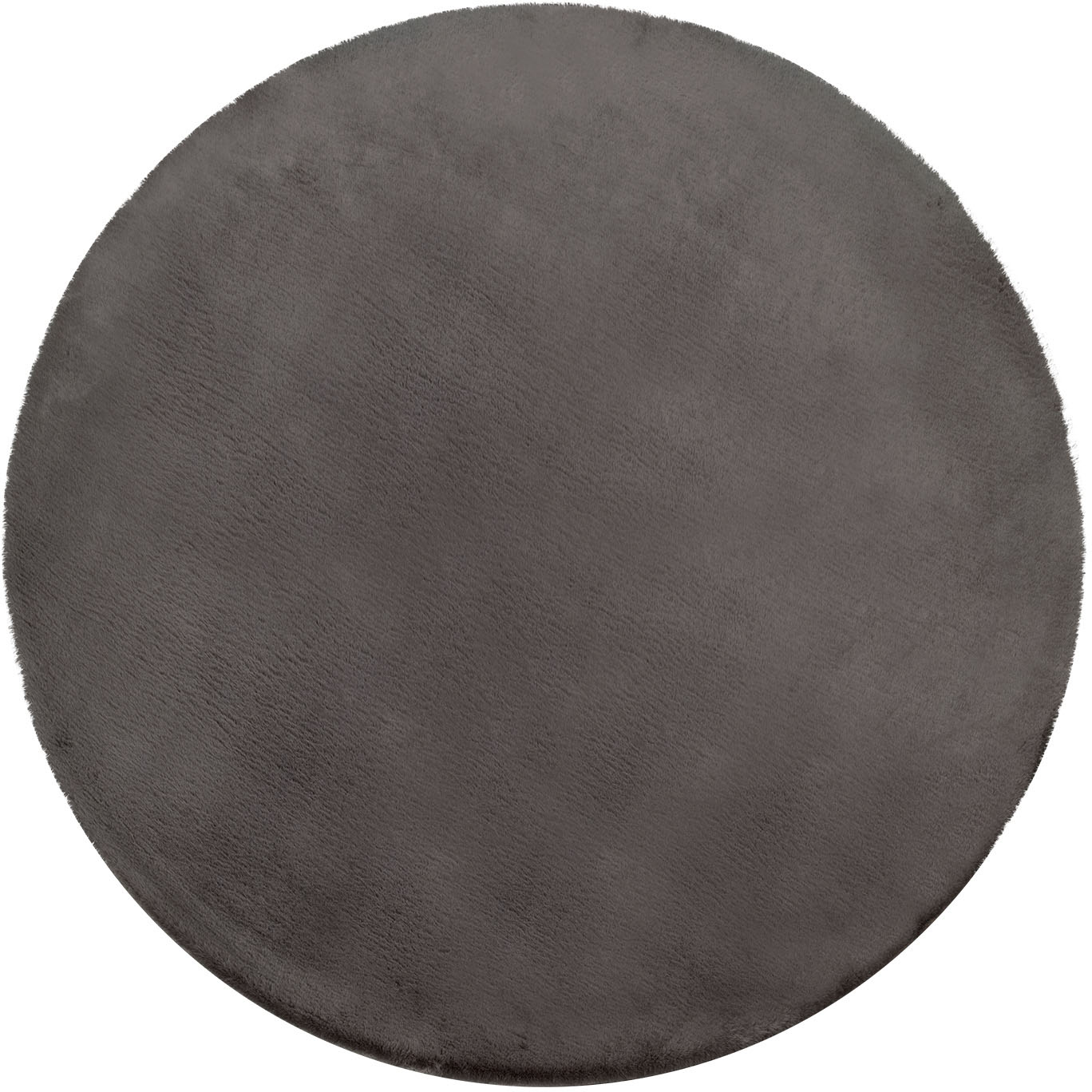 Fellteppich PACO HOME "Rabbit 780", grau (charcoal), H:26mm Ø:200cm, Polyester, Teppiche, Fellteppich, Kunstfell, Kaninchenfell-Haptik, echter Kuschelteppich, Uni-Farben Image