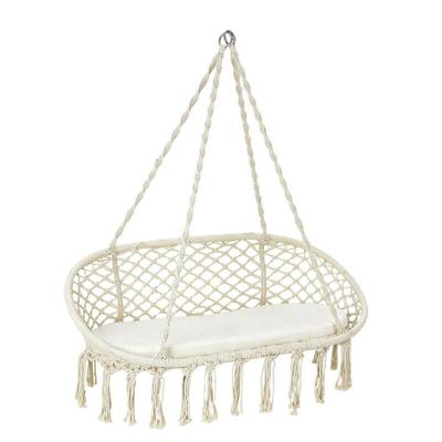 Costway 2 Person Hanging Hammock Chair with Cushion Macrame Swing-Beige