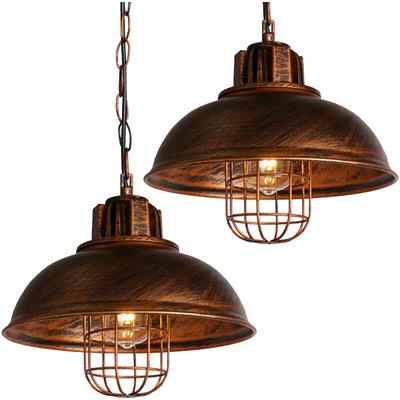 2 × Hängelampe Innendekoration E27 Retro Industrie Kreative Metall Pendelleuchte Loft Bar