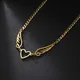 Skyrim-Collier pendentif coeur creux en acier inoxydable pour femme tour de cou mignon ailes