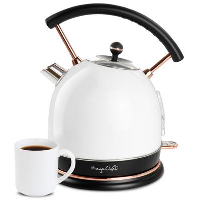 MegaChef 1.8 Quart Half Circle Electric Tea Kettle in White - 1.8 Liter