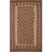 Reversible Brown Kilim Oriental Rug Flat-weave Wool Carpet - 2'8" x 4'2"