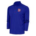 Men's Antigua Royal Denver Broncos Team Logo Throwback Tribute Quarter-Zip Pullover Top