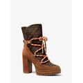 Michael Kors Culver Logo Print Nylon and Nubuck Boot Brown 5