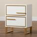 Everly Quinn 2 - Drawer Nightstand in White/Gold Wood in Brown/White/Yellow | 22 H x 17.7 W x 11.8 D in | Wayfair D1406F85C2EA4FF6A130E6E9BB3BE818