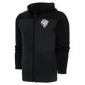Men's Antigua Charcoal/Black Los Angeles Rams Metallic Logo Protect Full-Zip Hoodie