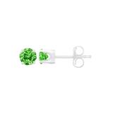 Women's Sterling Silver Round Brilliantcut Green Diamond Classic 4Prong Stud Earrings by Haus of Brilliance in White