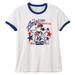 Disney Tops | Disney Minnie Mouse Americana T-Shirt Women Glittering Slubbed Ringer Tee | Color: Blue/White | Size: Xl