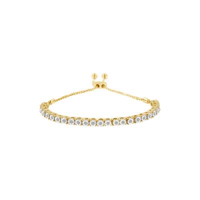 Women's Yellow Gold Over Sterling Silver Miracleset Diamond Adjustable Bolo Tennis Bracelet by Haus of Brilliance in Yellow Gold