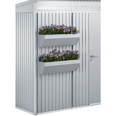 Blumenkasten BIOHORT "FloraBoard", silber (silber, metallic), B:82cm T:25cm, Stahlblech, Pflanzgefäße, 2er-Set, silber-metallic