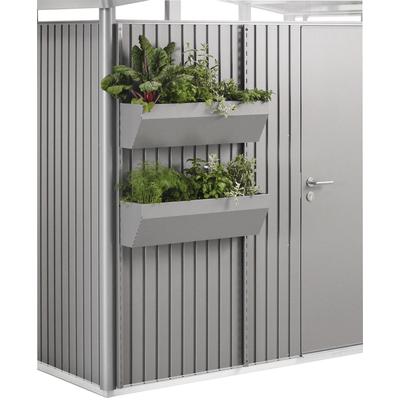 Blumenkasten BIOHORT "FloraBoard", grau (quarzgrau, metallic), B:82cm T:25cm, Stahlblech, Pflanzgefäße, 2er-Set, quarzgrau-metallic