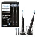 Philips Sonicare DiamondClean 9000 Elektrische Zahnbürste Doppelpack - 2 Schallzahnbürsten, 1x Ladeglas, 4x Premium Bürstenköpfe, neue Generation, schwarz & schwarz (Modell: HX9914/63)