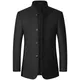 Thoshine-Veste en Mélange de Laine pour Homme 25% Laine Col Montant Mode Masculine Printemps