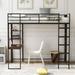 Twin Metal Loft Bed with 2 Shelves and one Desk