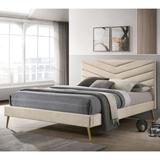Ryze Mid-century Modern Beige Fabric Art Deco Bed by Furniture of America