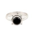 Starry Orb,'Sterling Silver Black Onyx Cabochon Single Stone Ring'