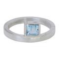 Fair and Square,'Artisan Crafted Blue Topaz Silver Solitaire Ring'