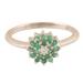 Petal Soft in Green,'Handcrafted Rhodium-Plated Emerald Cocktail Ring'
