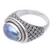 Blue Wave,'Sterling Silver Cocktail Ring with Blue Cultured Pearl'