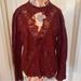 American Eagle Outfitters Tops | American Eagle Outfitters Lace Burgundy Long Sleeve Top | Color: Red | Size: Xs