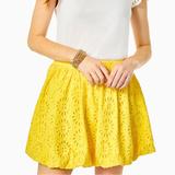 Lilly Pulitzer Skirts | Lilly Pulitzer Leah Skirt Resort Yellow Oversized Pinwheel Eyelet Mini Size 6 | Color: Yellow | Size: 6