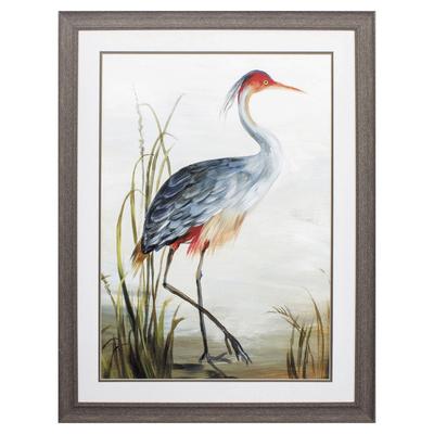 Gray Heron Framed Wall Décor by Propac Images in Blue