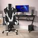Inbox Zero Kelig Office Gaming Chair w/ Roller Wheels & Reclining Back Faux Leather/Upholstered in White | 19 W x 46 D in | Wayfair