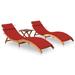 Winston Porter Sun Loungers w/ Table & Cushions Solid Acacia Wood Wood/Solid Wood in Brown/White | 25.2 H x 21.7 W x 21.7 D in | Outdoor Furniture | Wayfair