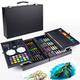145 Pc Creative Art Drawing Painting Pastel Pencils Set with Black Wooden Box