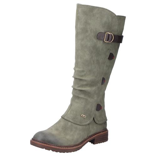 Winterstiefel RIEKER Gr. 38, Varioschaft, grün (khaki) Damen Schuhe Western Stiefel mit regulierbarer Weite von normal bis XL