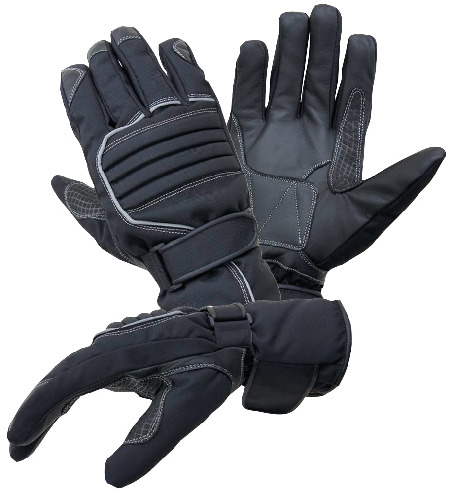 Motorradhandschuhe PROANTI Gr. XS, schwarz, Handschuhe, XS, Obermaterial: 40% Rindsleder, 40% Nylon, 15% Polyester, 5% Polyurethan. Innenfutter: 100% Polyester, für Regenwetter geeignet, wasserdicht Image
