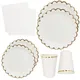 Vaisselle jetable blanche assiettes en papier pailles gobelets 1er anniversaire Baby Shower