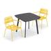 Oxford Garden Eiland 36-inch Carbon Square Dining Table with Kapri Armchairs