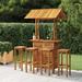 Loon Peak® 5 Piece Patio Bar Set Solid Wood Acacia Wood in Brown/White | 85.4 H x 48 W x 41.7 D in | Wayfair 8CCF98ED6BE14947AF8E0193C19BC10E