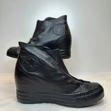 Converse Shoes | Converse Chuck Taylor All Star Lux Wedge Shroud-Black Leather Wedge Sneakers. | Color: Black | Size: 5