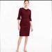 J. Crew Dresses | Jcrew Women’s Pencil Burgundy Ponte Dress Fluted Bell Sleeves 00p | Color: Red | Size: 00p